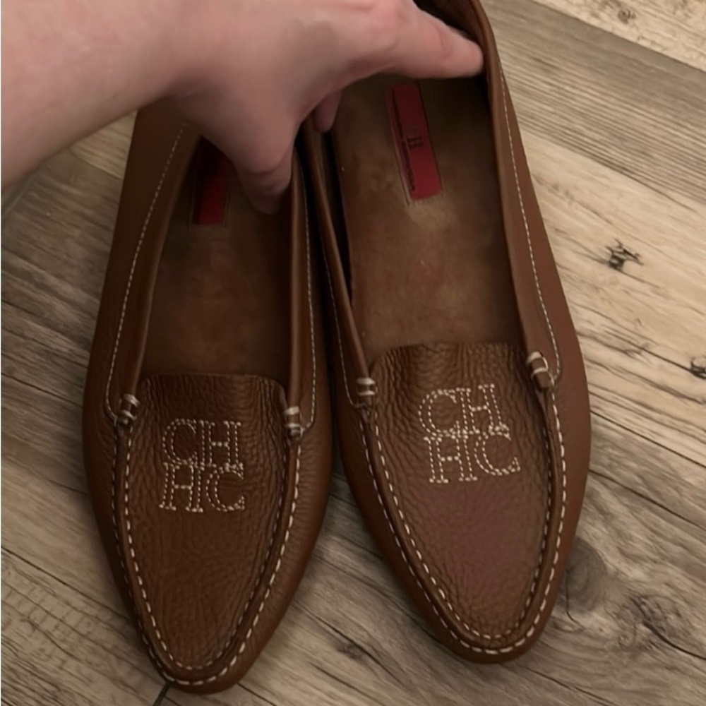 Carolina Herrera Brown Leather Slip-On Loafers